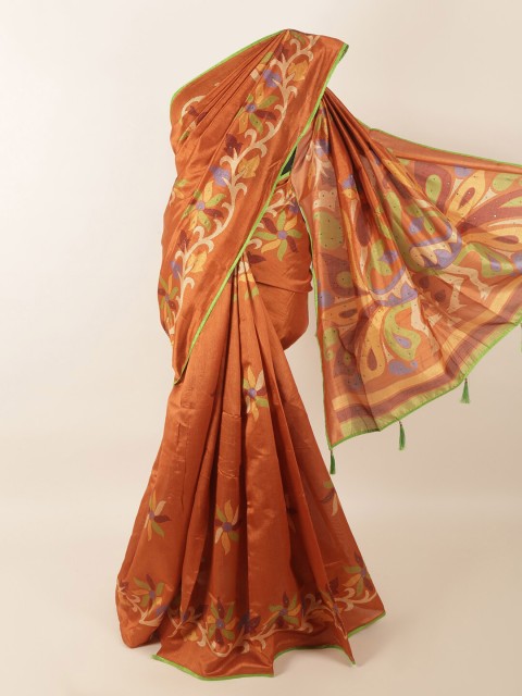 

Pothys Rust & Green Floral Saree
