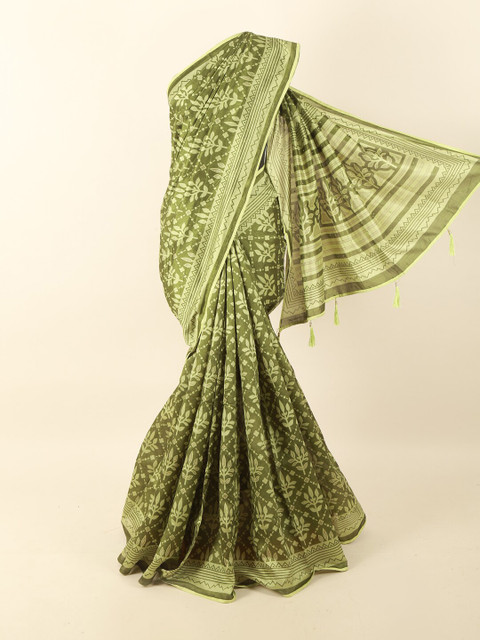 

Pothys Green & Beige Ethnic Motifs Printed Saree