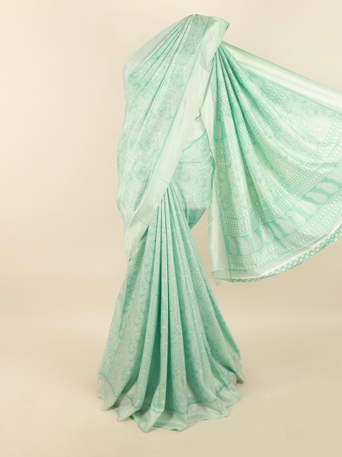 

Pothys Green & White Paisley Saree