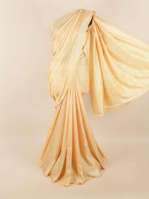 

Pothys Yellow & White Paisley Printed Saree