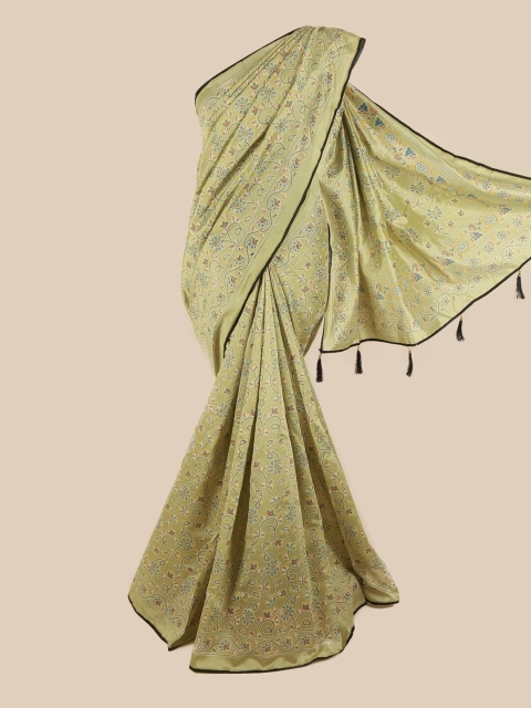 

Pothys Green & Blue Floral Printed Saree