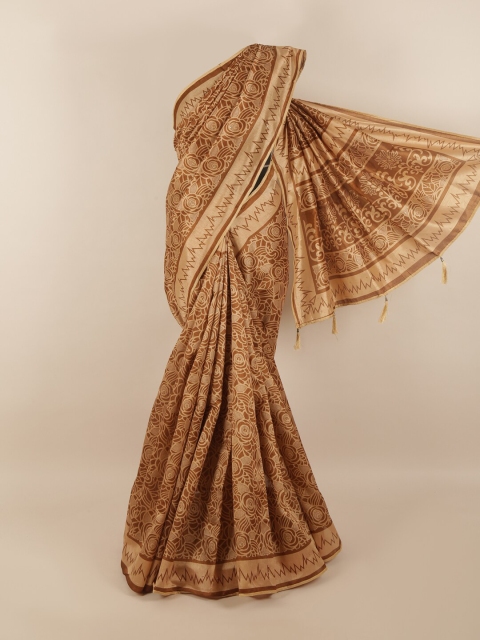 

Pothys Brown & Beige Floral Printed Saree