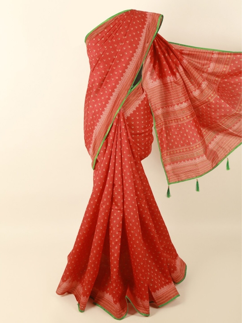 

Pothys Maroon & Beige Ethnic Motifs Printed Saree
