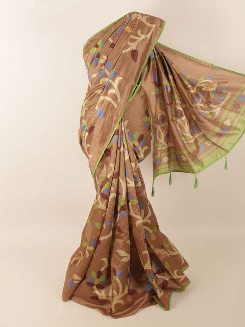 

Pothys Brown & Green Floral Saree