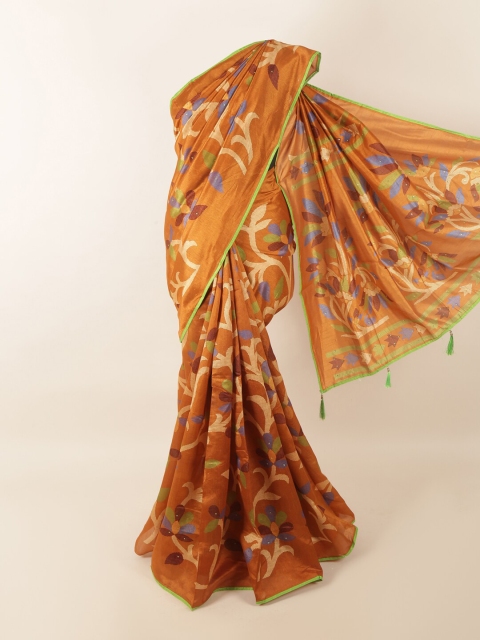 

Pothys Brown & Beige Floral Printed Beads & Stones Saree