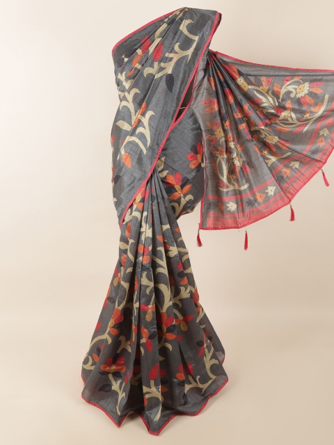 

Pothys Grey & Beige Floral Printed Saree