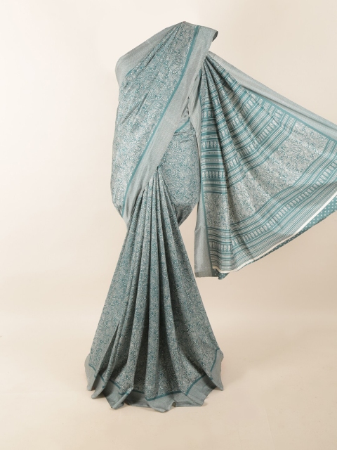 

Pothys Green & Grey Floral Printed Saree