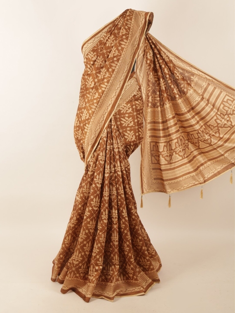 

Pothys Brown & Beige Floral Saree