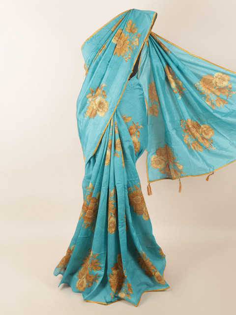 

Pothys Blue & Brown Floral Saree