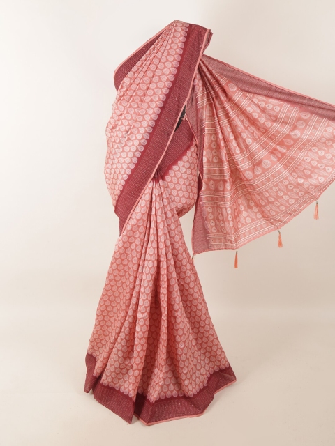 

Pothys Pink & White Ethnic Motifs Saree