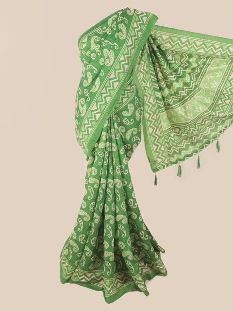 

Pothys Green & Beige Ethnic Motifs Saree