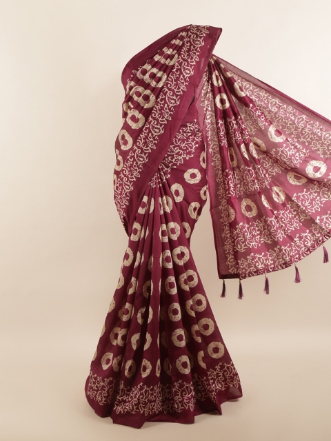 

Pothys Burgundy & Off White Ethnic Motifs Printed Saree