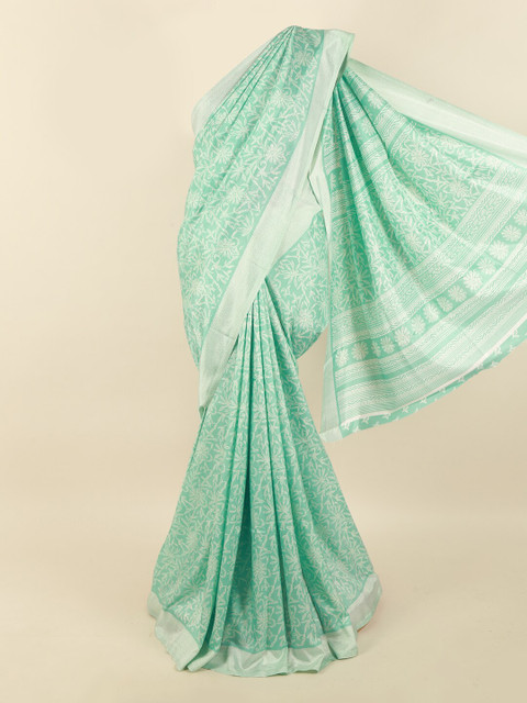

Pothys Green & White Floral Printed Saree