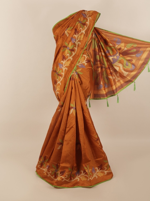 

Pothys Mustard Cotton Blend Floral Printed Saree