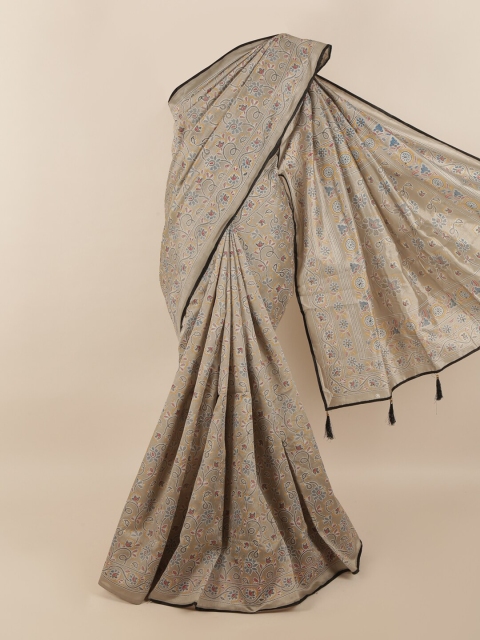 

Pothys Grey & Blue Floral Printed Saree