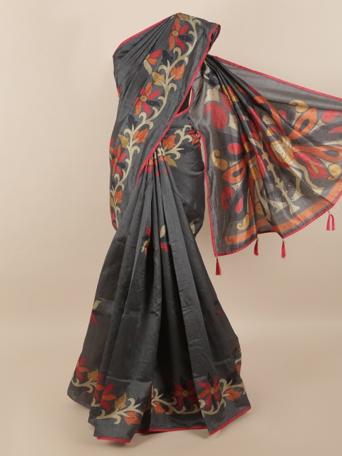 

Pothys Grey & Red Floral Saree