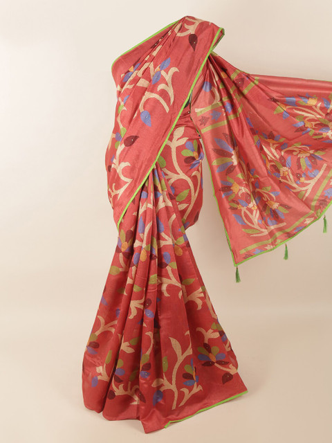 

Pothys Pink & Green Floral Saree