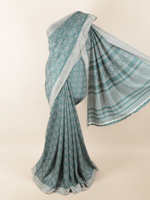

Pothys Sea Green & Off White Printed Saree