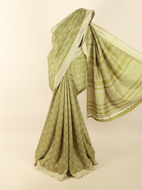 

Pothys Green & Off White Printed Saree