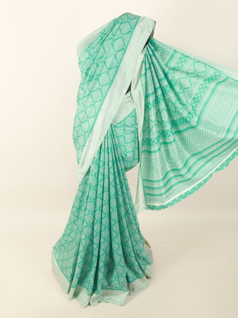 

Pothys Green & White Printed Saree