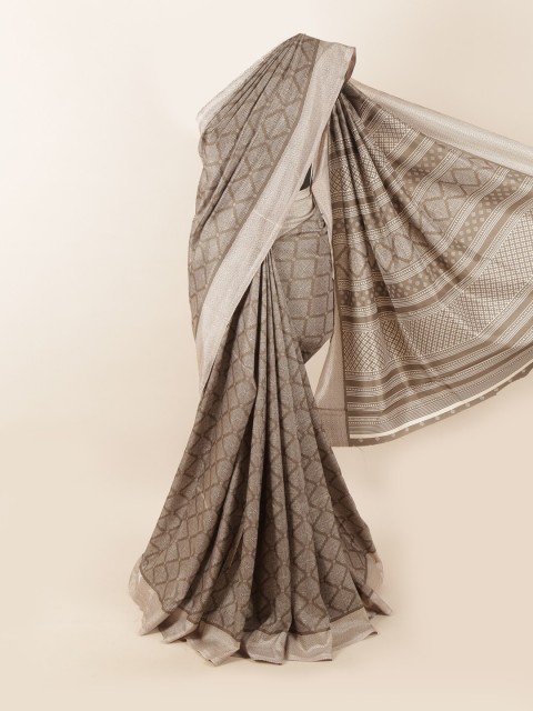 

Pothys Grey & White Cotton Blend Geometric Printed Saree
