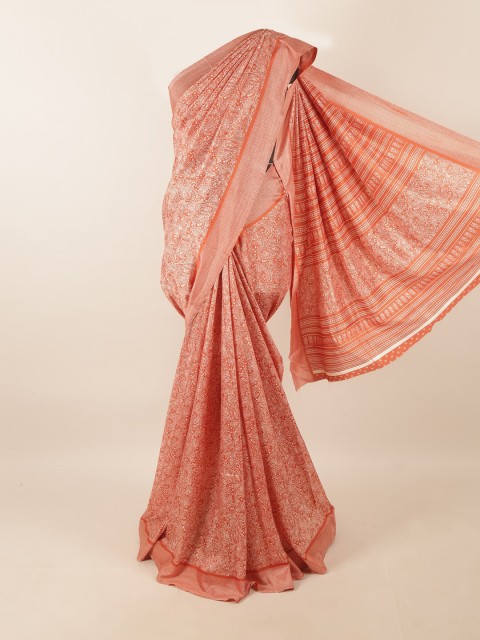 

Pothys Orange & White Ethnic Motifs Saree