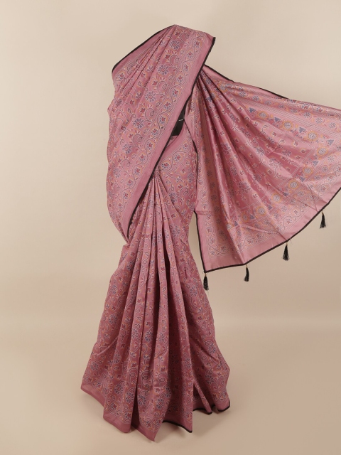 

Pothys Pink & Blue Floral Printed Saree