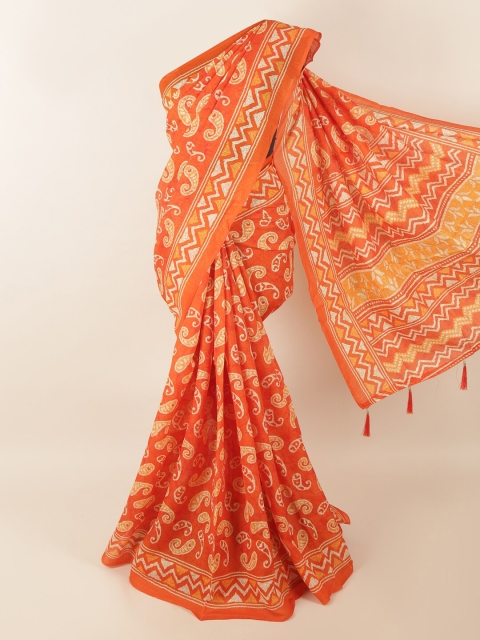 

Pothys Orange & Cream-Coloured Saree