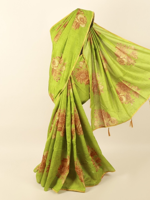 

Pothys Green & Brown Floral Saree