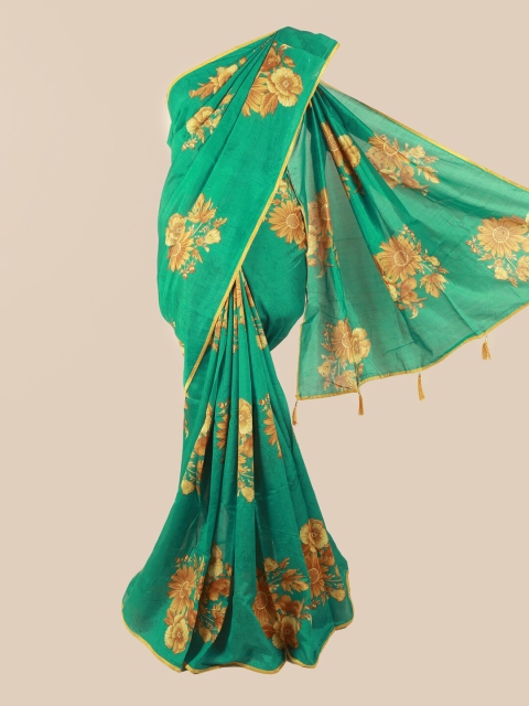 

Pothys Green & Orange Floral Printed Saree