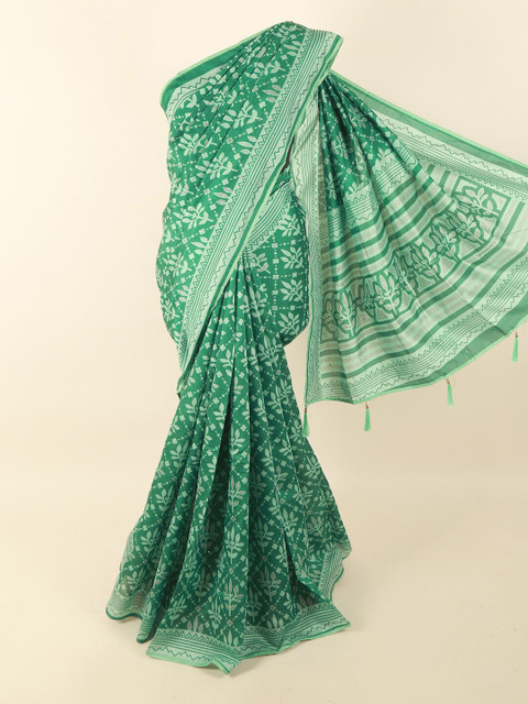 

Pothys Green & White Floral Saree