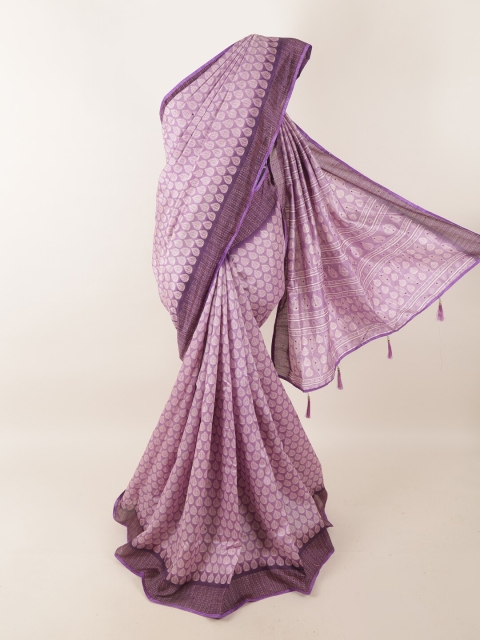

Pothys Lavender & White Ethnic Motifs Printed Saree