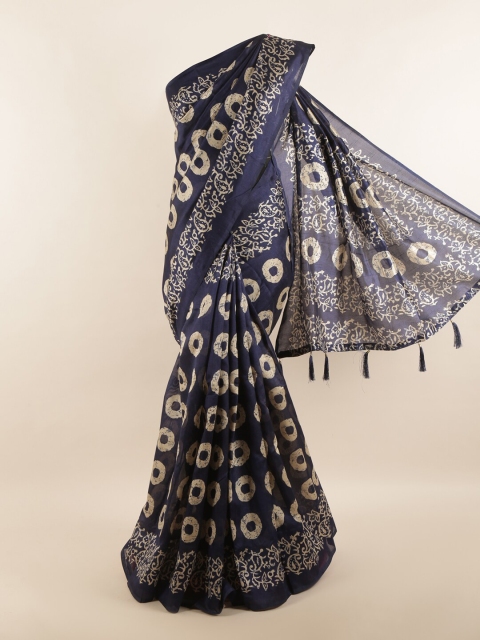 

Pothys Navy Blue & Beige Ethnic Motifs Saree