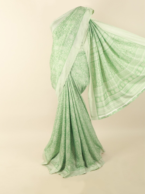 

Pothys Green & White Floral Printed Zari Saree
