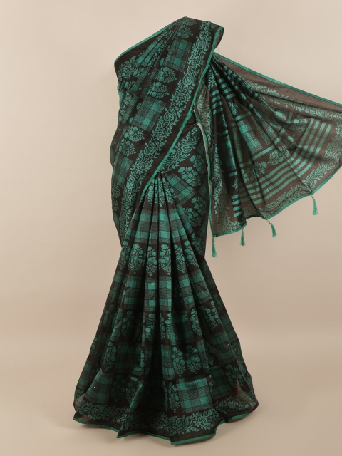 

Pothys Green & Black Floral Beads and Stones Saree