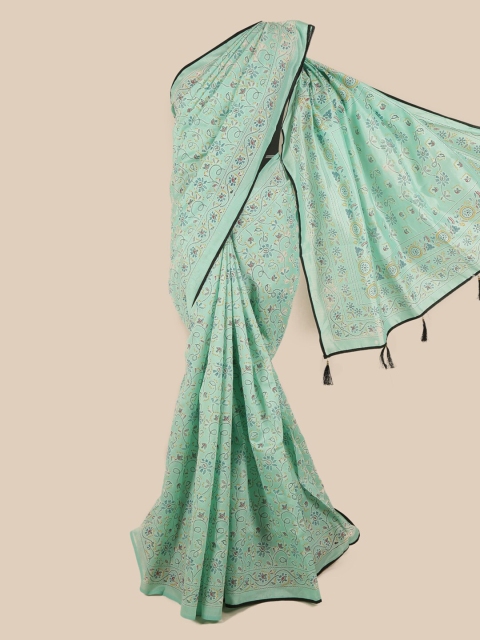 

Pothys Green & Yellow Floral Saree