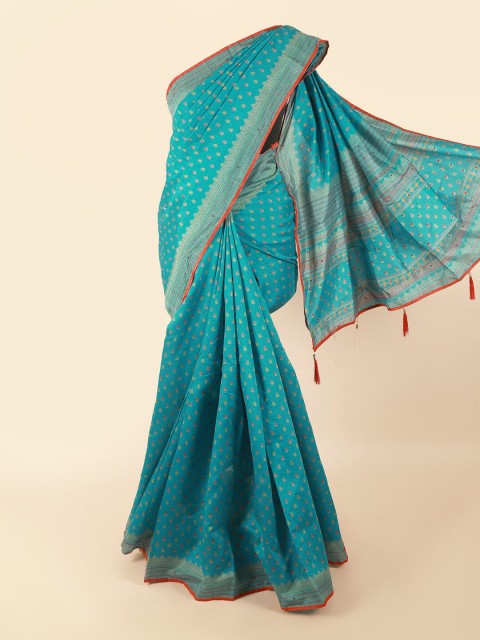 

Pothys Blue & Red Floral Printed Saree