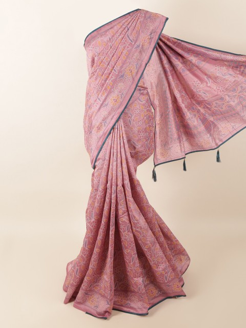 

Pothys Pink & Blue Floral Saree