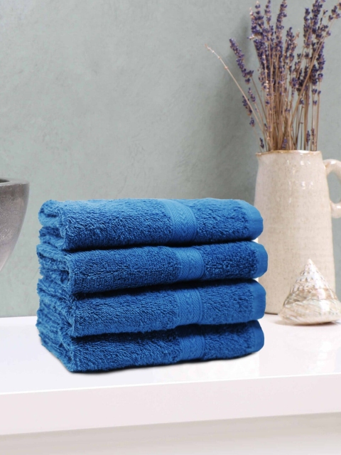 

Trident Set Of 4 Blue Solid Cotton 400 GSM Hand Towels