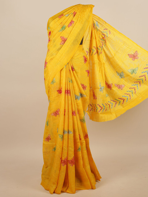 

Pothys Yellow & Red Ethnic Motifs Saree