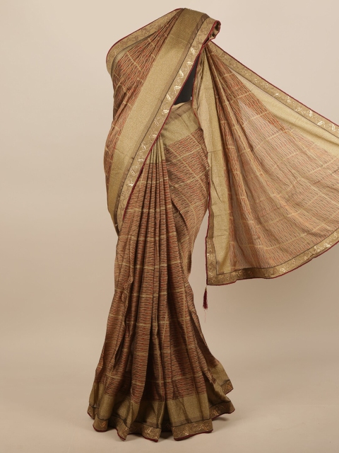 

Pothys Women Brown Poly Chiffon Abstract Printed Saree