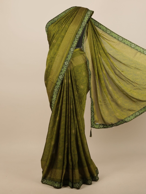 

Pothys Green & Silver-Toned Ethnic Motifs Beads & Stones Saree