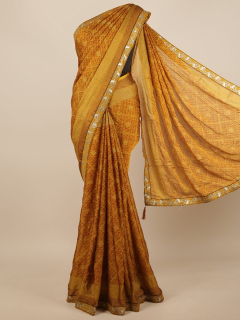 

Pothys Women Mustard Abstract Printed Saree
