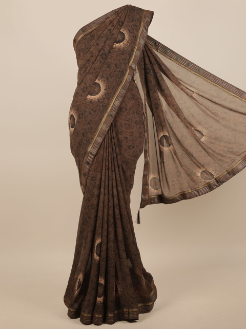

Pothys Women Brown Abstract Printed Saree