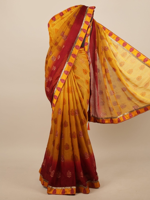 

Pothys Mustard & Red Floral Saree