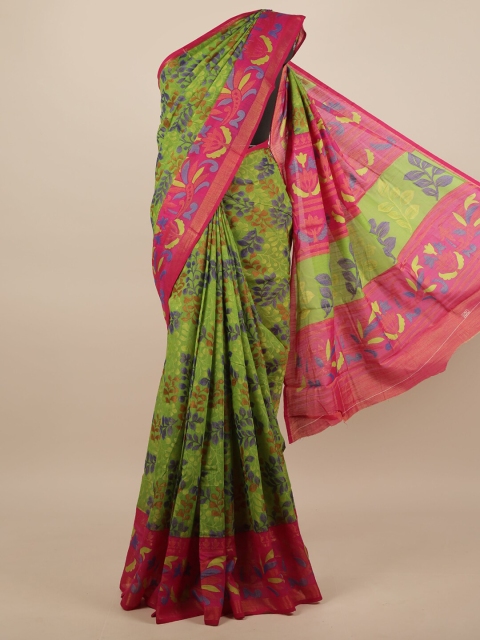 

Pothys Green & Pink Floral Saree