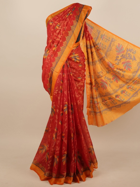 

Pothys Red & Yellow Woven Design Zari Saree