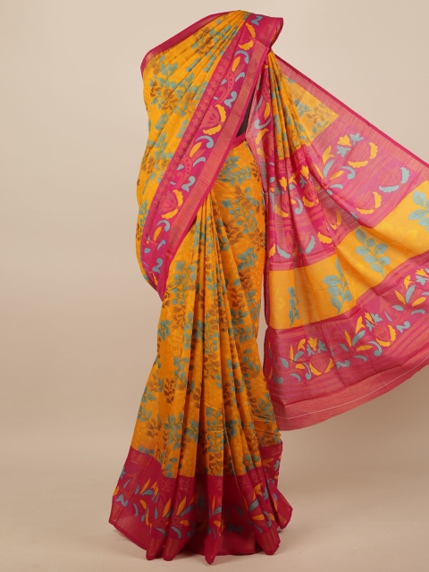 

Pothys Yellow & Pink Floral Saree