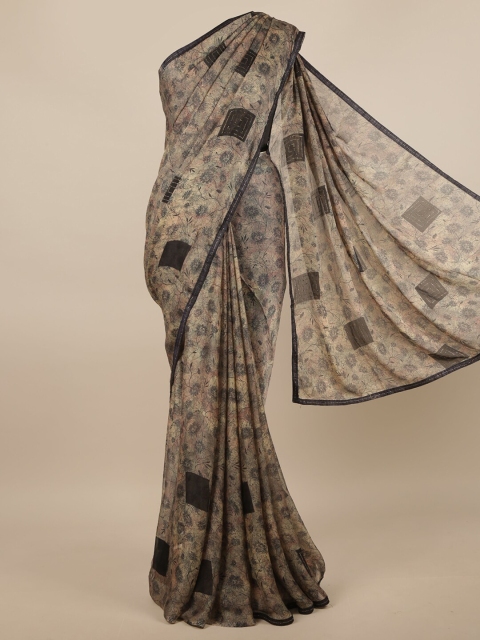 

Pothys Grey & Black Floral Beads and Stones Saree