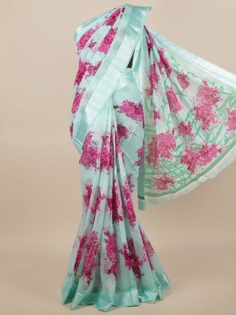 

Pothys Sea Green & Pink Floral Saree